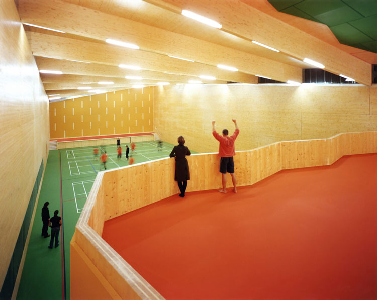 Kingsdale school, sports hall, London borough of Southwark. Photo: F Karim, courtesy dRMM.