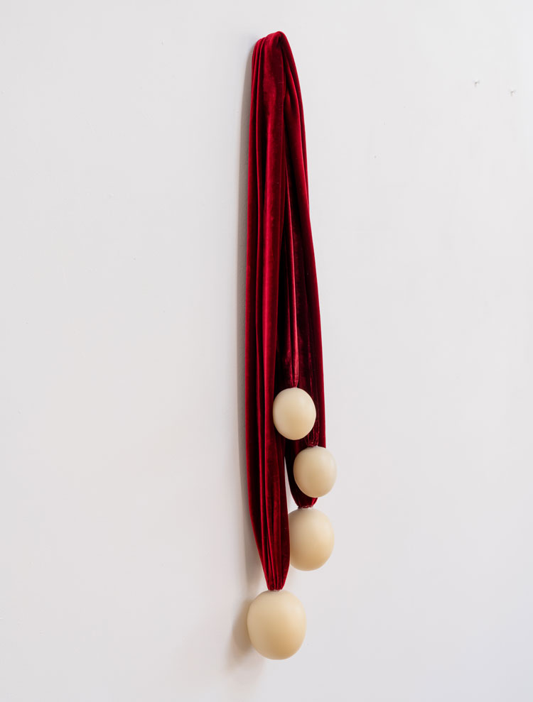 Susie MacMurray. Object, 2020. Silk velvet and wax, 82 x 12 x 8 cm. Photo: Ben Blackall and Steve Russell Studios.