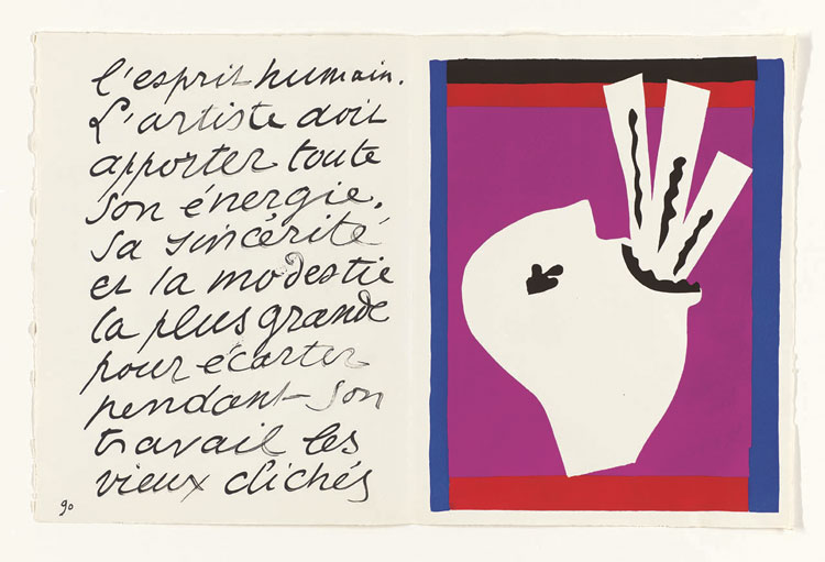Jazz, From: Jazz by Henri Matisse, 1947, published by Tériade, Paris, unbound book with colour stencils on Arches paper and lithographed text, 42.5 x 33 x 3.5 cm. (Matisse: The Books by Louise Rogers Lalaurie, pp261-2). Photo: Philadelphia Museum of Art. Purchased with the John D. McIlhenny Fund, 1948. Photo © Philadelphia Museum of Art. Artwork © Succession H. Matisse/DACS 2020.