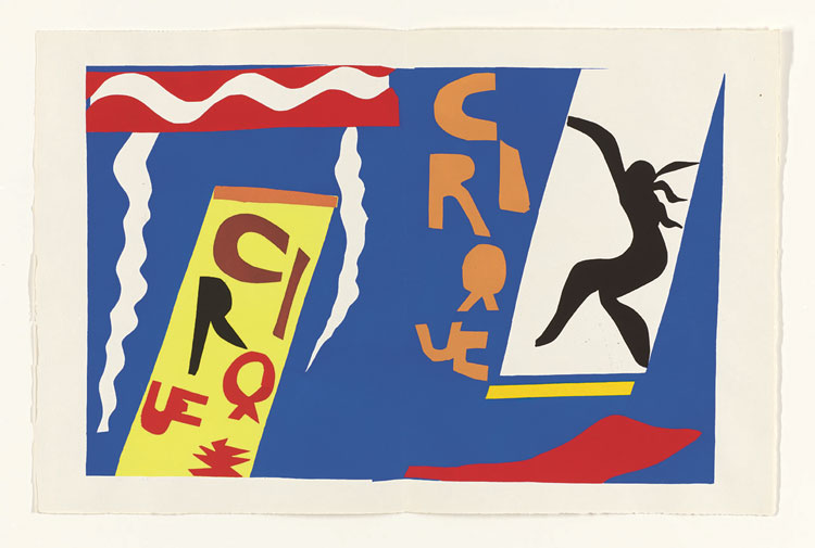 Jazz, From: Jazz by Henri Matisse, 1947, published by Tériade, Paris, unbound book with colour stencils on Arches paper and lithographed text, 42.5 x 33 x 3.5 cm. (Matisse: The Books by Louise Rogers Lalaurie, pp282-3). Photo: Philadelphia Museum of Art. Purchased with the John D. McIlhenny Fund, 1948. Photo © Philadelphia Museum of Art. Artwork © Succession H. Matisse/DACS 2020.