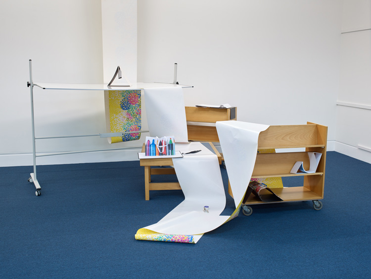 Sara MacKillop, Returns and Renewals, 2019. Installation view, PEER and Shoreditch Library, Hoxton, London, 2019. Courtesy PEER, copyright Sara MacKillop. Photo: Stephen White.