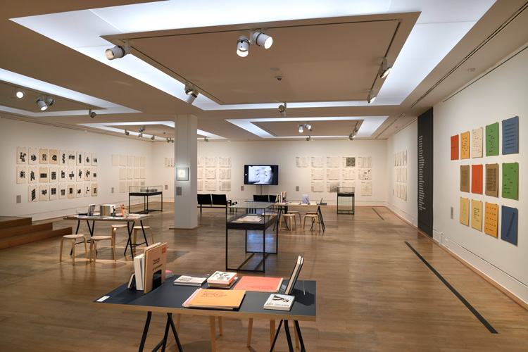 Hansjörg Mayer: Typoems and Artists’ Books, installation view, Kunstbibliothek, Berlin, 25 October 2019 – 12 January 2020. Photo: © Kunstbibliothek, Staatliche Museen zu Berlin / Dietmar Katz.