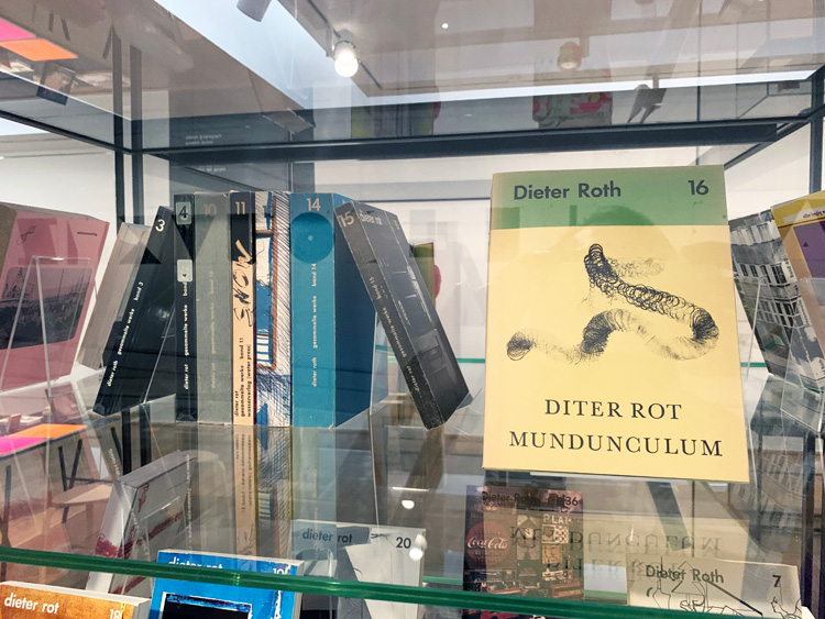 Dieter Roth books, Hansjörg Mayer: Typoems and Artists’ Books, installation view, Kunstbibliothek, Berlin, 25 October 2019 – 12 January 2020. Photo: Martin Kennedy.