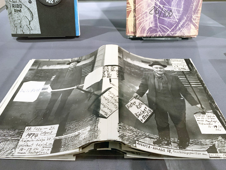 Dieter Roth books, Hansjörg Mayer: Typoems and Artists’ Books, installation view, Kunstbibliothek, Berlin, 25 October 2019 – 12 January 2020. Photo: Martin Kennedy.