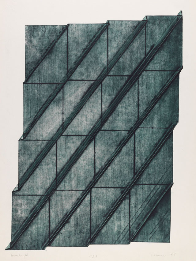 Dóra Maurer. Seven Foldings 1975, published 1978. Drypoint on paper, 57.8 x 40 cm. Tate © Dóra Maurer Photo: Vintage Galéria / András Bozsó.