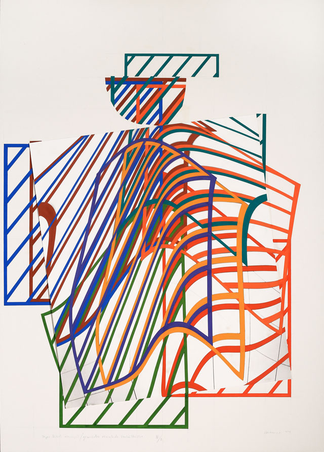 Dóra Maurer. Space Painting, 1984–96. Silver print, gouache, 100 × 70 cm. Private collection. © Dóra Maurer Photo: Vintage Galéria / András Bozsó.