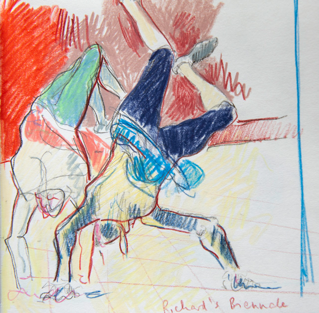 Andrew Marr, Richard's Biennale, 2019. Coloured pencil, sketchbook, 19 x 19 cm. Photo: Nick Howard.