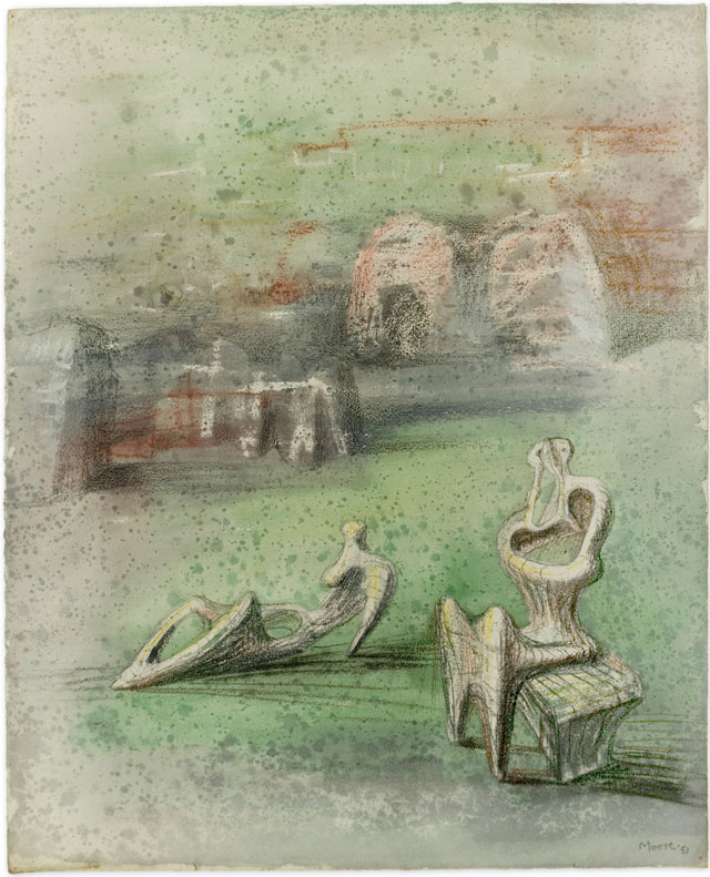 Henry Moore, Sculpture in Landscape 1951. Drawing. Reproduced by permission of The Henry Moore Foundation. © The Henry Moore Foundation. Photo: Michael Phipps.