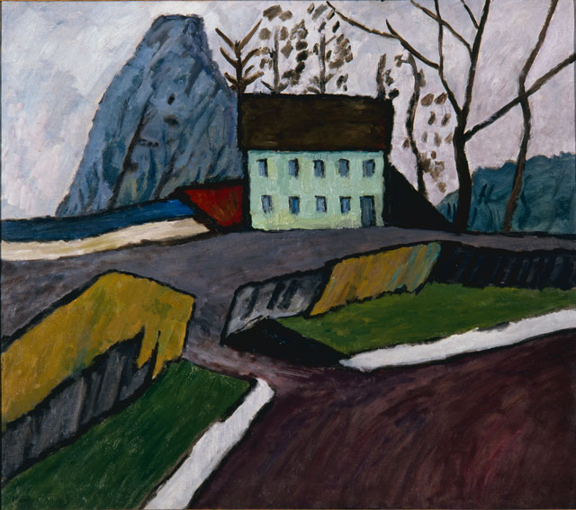 Gabriele Münter. House in Schwabing, 1911. Courtesy of the Milwaukee Art Museum, Gift of Mrs. Harry Lynde Bradley. © VG Bild-Kunst, Bonn 2018. Photo: P. Richard Eells, © Artists Rights Society (ARS), New York/ VG Bild-Kunst, Bonn.