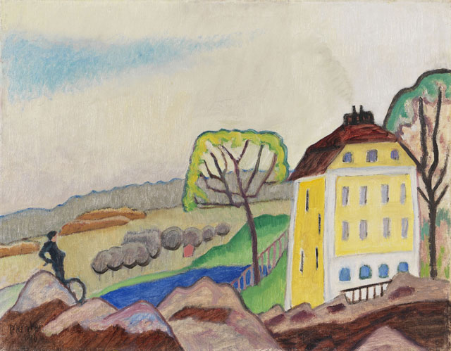 Gabriele Münter. Landscape with Yellow House, 1916. Private collection © VG Bild-Kunst, Bonn 2018. Photo: Lenbachhaus, Munich.