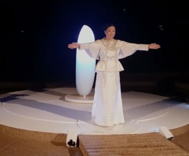 Mariko Mori performing Oneness in the Moongate Garden of the Sackler Gallery, Washington DC, 16 November 2018.