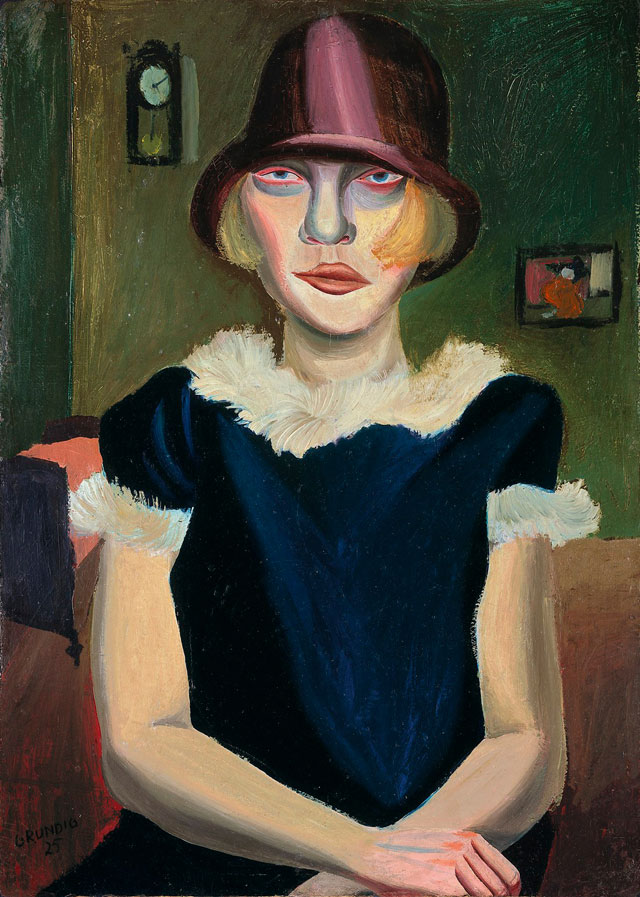 Hans Grundig. Girl with Pink Hat, 1925. Oil paint on cardboard, 70.4 x 50 cm. The George Economou Collection. © DACS, 2018.