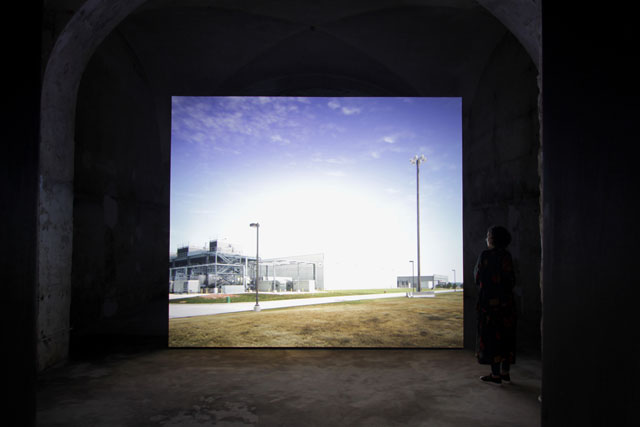 John Gerrard, Untitled (near Parndorf, Austria), 2018. Video installation. Photograph: Wolfgang Träger. Courtesy of Manifesta 12, Palermo.