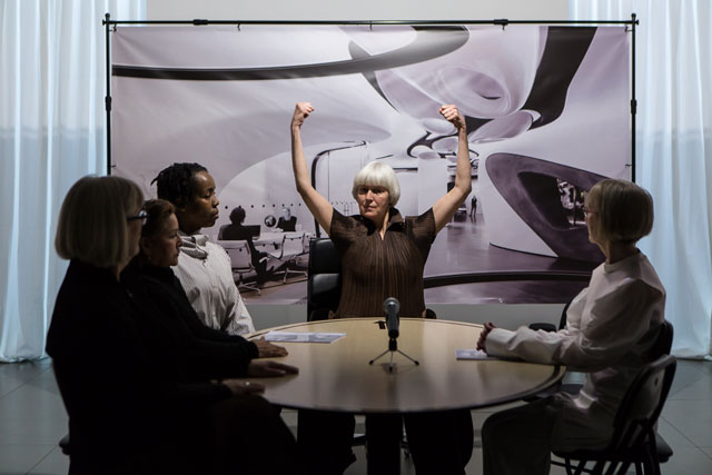 Performance of War Room, an Opera!, 2018, at Cell Project Space, London. Photograph: Robert Harris / Cell Project Space.