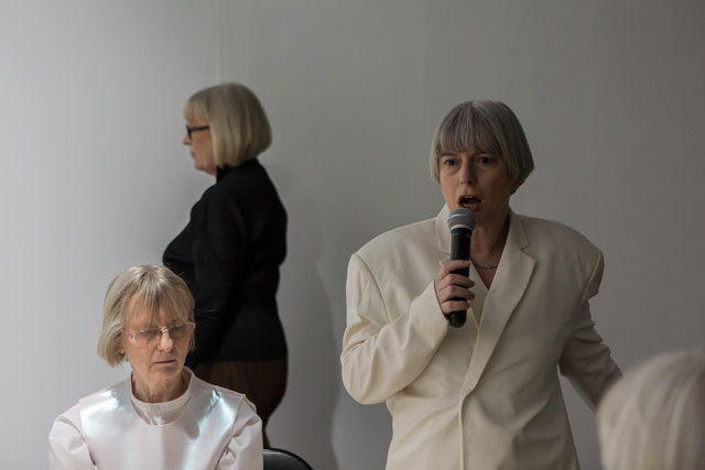 Performance of War Room, an Opera!, 2018, at Cell Project Space, London. Photograph: Robert Harris / Cell Project Space.