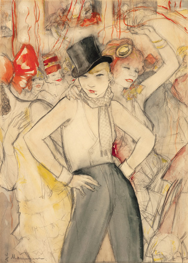 Jeanne Mammen. She Represents (Carnival Scene), c1928. Watercolour and pencil on paper, 42 x 30.4 cm. Private collection. © VG Bild-Kunst, Bonn 2017, Repro: © Mathias Schormann.