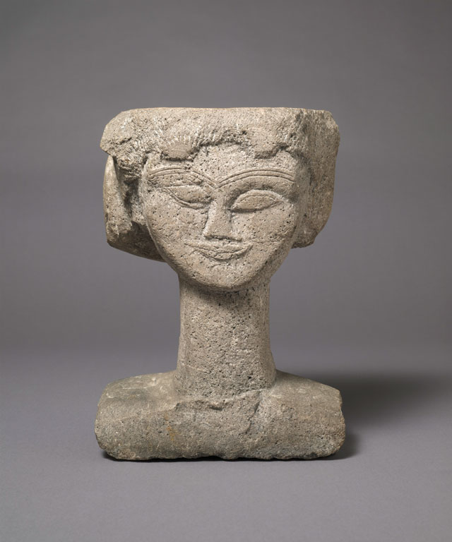 Amedeo Modigliani. Head, c1911. Medium Stone, 39.4 x 31.1 x 18.7 cm. Harvard Art Museums/Fogg Museum, Gift of Lois Orswell. © President and Fellows of Harvard College.