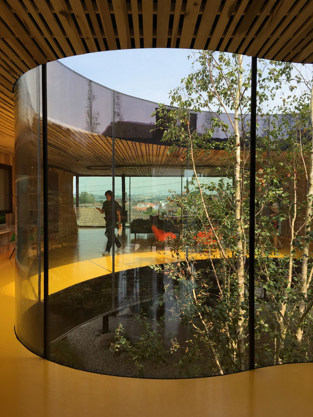 View through the void, Maggie’s Centre for cancer care, Oldham. Photograph: Veronica Simpson.