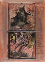 Graham Sutherland. Tin Mine: Two Studies, 1942. Ink, gouache and chalk, 10¾ x 8 in (27.5 x 20 cm). Courtesy Christopher Kingzett Fine Art, London.