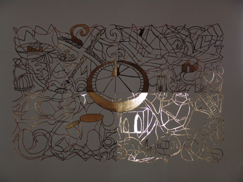 Stefan SAFER, 'Golden Edge', 2004. Cut out (8 pieces), golden cardboard, marker, 200 x 308 cm. Müllerdechiara Gallery, Berlin