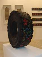 Betsabee ROMERO, 'Untitled', 2005. Tire with gum, 60 cm Diam. Daniel 
        Abate Galería, Buenos Aires, Argentina
