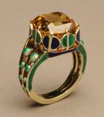Marie Zimmermann. Ring. Gold, enamel and zircon, 1/2 x 1/2 in. (1.3 x 1.3 cm). Private collection. Photograph: David Cole © American Decorative Art 1900 Foundation. Used by permission.