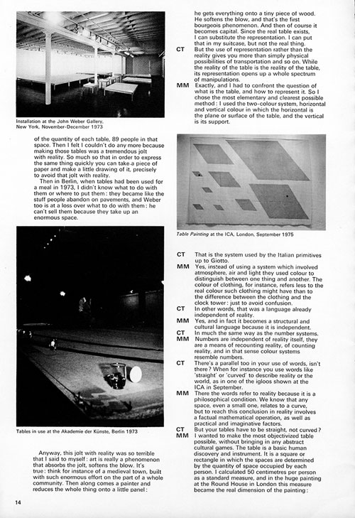 Mario Merz. An interview by Caroline Tisdall. Studio International, January/February 1976, page 14.