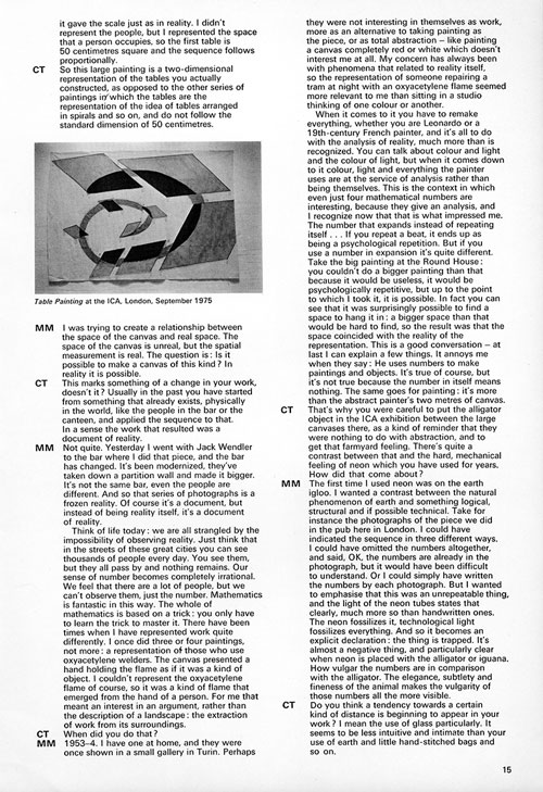 Mario Merz. An interview by Caroline Tisdall. Studio International, January/February 1976, page 15.