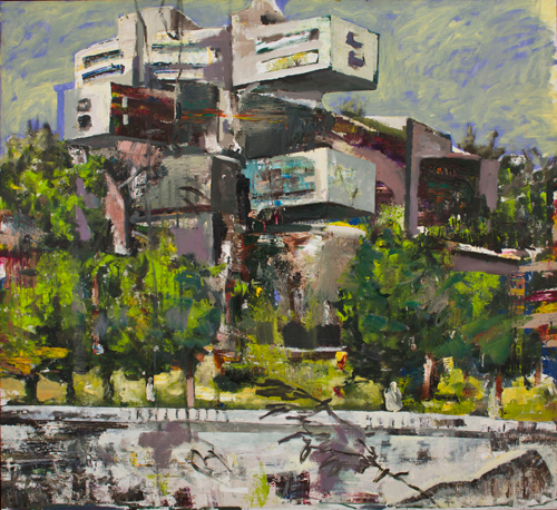 Marius Bercea. <em>Elegant Rationalism,</em> 2011. Oil on canvas, 144 x 132 cm (56.69 x 51.97 in). Photo: Peter Mallett.