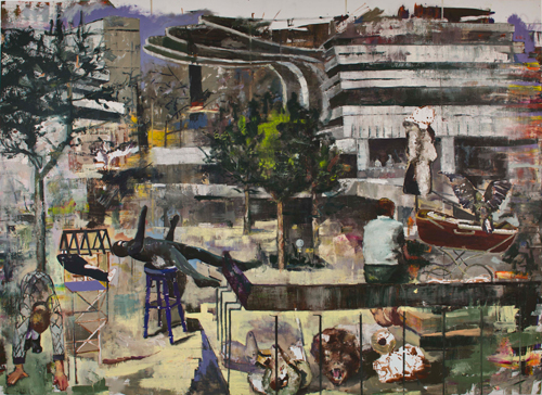 Marius Bercea.<em> Truths With Multiple Masks</em>, 2011. Oil on canvas, 280 x 385 cm (110.24 x 151.57 in). Photo: Peter Mallett.