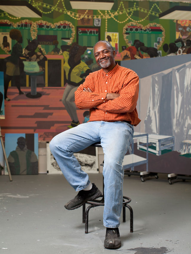 Kerry James Marshall in his studio. Photograph: Kendall Karmanian.