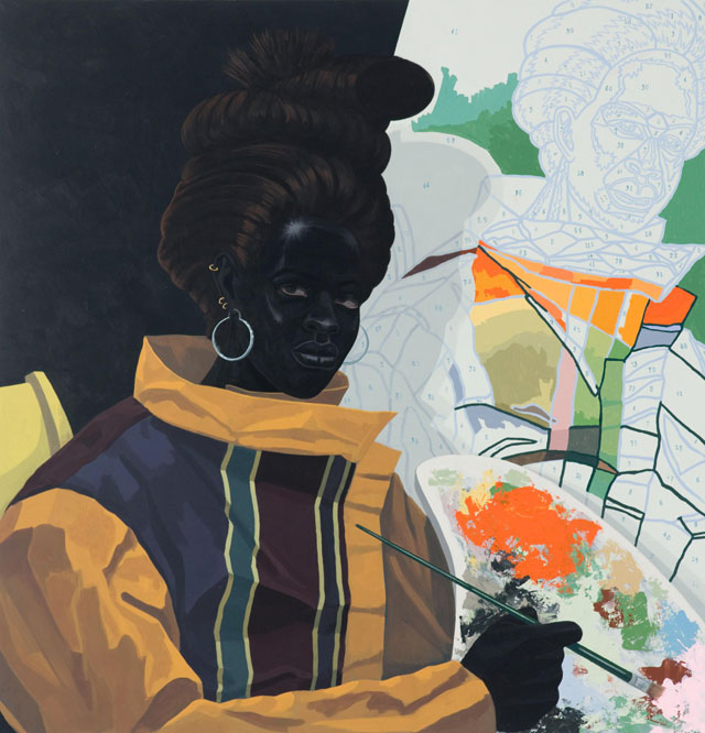 Kerry James Marshall. Untitled (Painter), 2009. Acrylic on PVC panel, 44 5/8 × 43 1/8 × 3 7/8 in (113.3 × 109.5 × 9.8 cm). Collection Museum of Contemporary Art Chicago.