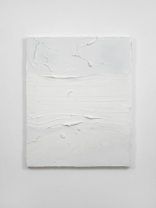 Jason Martin. Untitled (Dry White), 2016. Oil on aluminium, 176 x 142 cm (69 ¼ x 55 7/8 in). © Jason Martin; Courtesy Lisson Gallery.