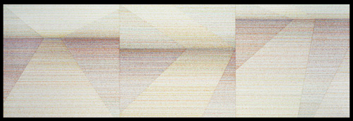 Jeanne Masoero. Horizon, 1980 (from the series Roads, Sky). Acrylic on canvas, 84 x 255 cm.