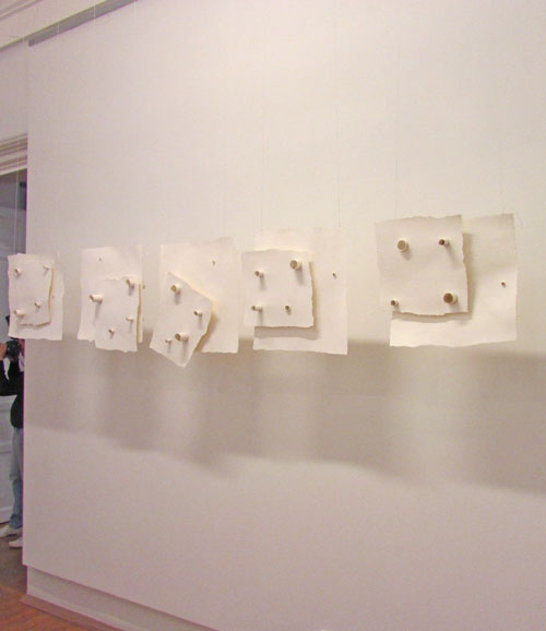 Elena Preis. The Journey of the Square, 2002. Six sheets of paper, 46 x 46; 49 x 46; 46 x 49; 50 x 59; 49 x 49; 55 x 46 cm.