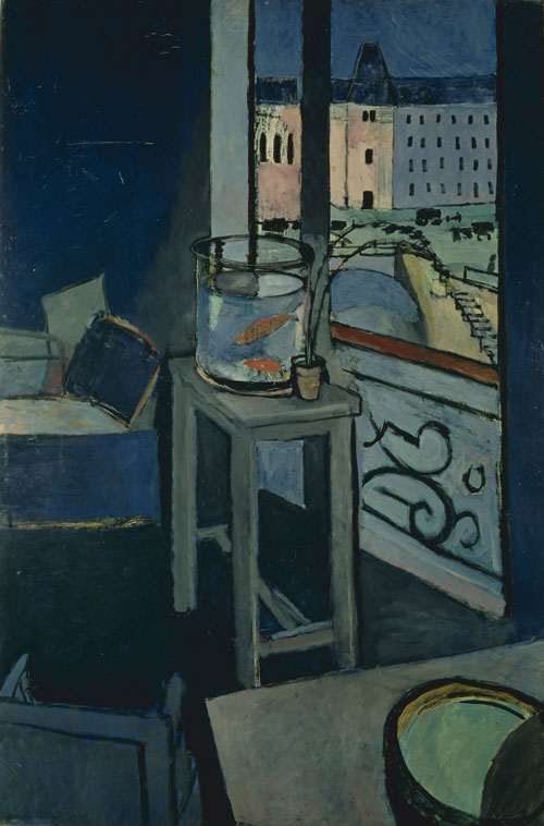 Henri Matisse. Interior with Goldfish, 1914. Oil on canvas, 57 7/8 x 38 1/8 inches (147 x 96.8 cm). Musée National d'Art Moderne/Centre de Création Industrielle, Centre Pompidou, Paris. Bequest of Baroness Eva Gourgaud, 1965.