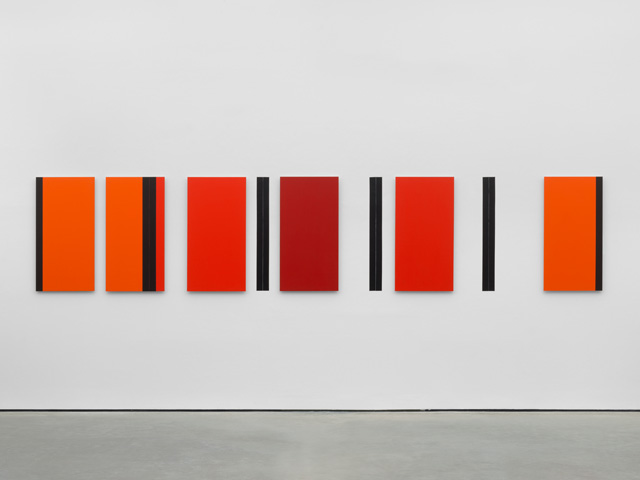 Dóra Maurer. 6 out of 5, 1979. Acrylic on wood with vinyl, 39 3/8 x 196 7/8 in (100 x 500 cm). © the artist. Photo graph © White Cube (Todd-White Art Photography).