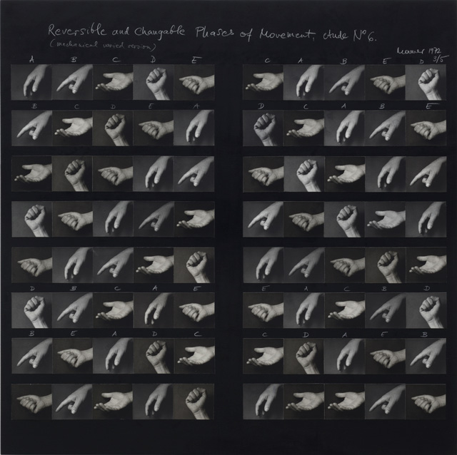Dóra Maurer. Reversible and Changeable Phases of Movements 6, 1972. Silver prints on board,
39 3/8 x 39 3/8 in (100 x 100 cm). © the artist. Photograph © White Cube (Todd-White Art Photography).