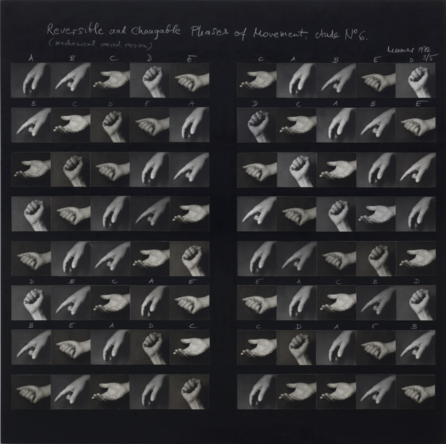 Dóra Maurer. Reversible and Changeable Phases of Movements 6, 1972. Silver prints on board,
39 3/8 x 39 3/8 in (100 x 100 cm). © the artist. Photograph © White Cube (Todd-White Art Photography).