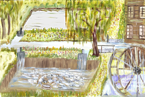 Mayer Kirshenblatt. <em>Carp Ponds</em> 1996. Acrylic on canvas.  Collection of the artist.  Courtesy of Barbara Kirshenblatt-Gimblett.  © 2009 Mayer Kirshenblatt.