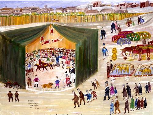 Mayer Kirshenblatt. <em>Circus </em>2005. Acrylic on canvas.  Collection of the artist.  Courtesy of Barbara Kirshenblatt-Gimblett. © 2009 Mayer Kirshenblatt.