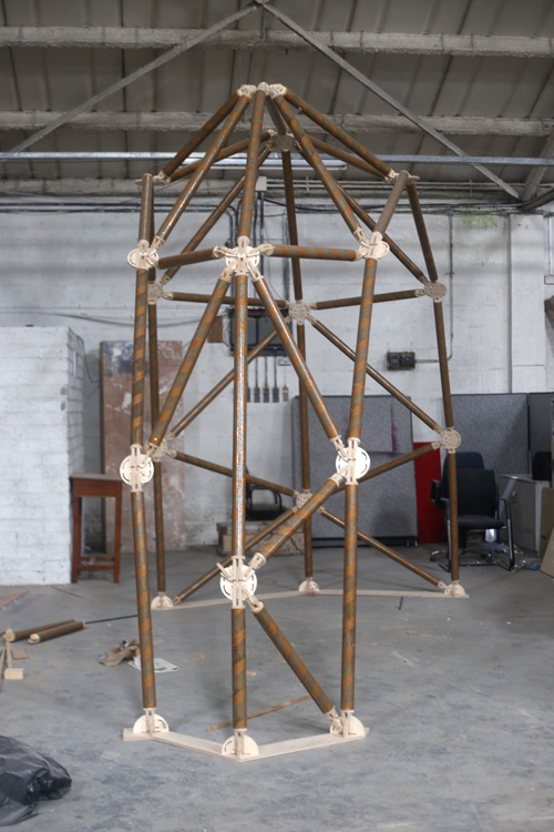Niamh McCann. Bay Arch 1 -Test 3, 2015. (part trial assembly of structure for VISUAL Carlow). Photograph: Niamh McCann.