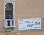 Jonas Mekas in front of the train station. Photograph: Marco Secchi and François Leturcq.