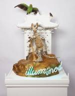 Danie Mellor. Advance Australia fair, 2009/2013. Taxidermy, mosaic china, painted timber, artificial rock, gold leaf, neon and found objects, 152 x 74 x 78 cm. Collection of the artist.