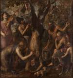 Titian (Tiziano Vecellio), The Flaying of Marsyas, probably 1570s. Oil on canvas, 86 5⁄8 × 80 1⁄4 in (220 × 204 cm). Archdiocese Olomouc, Archiepiscopal Palace, Picture Gallery, Kromĕříž.