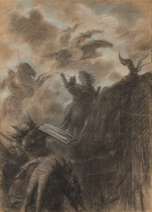 Constantin Meunier. La Walkyrie, c1886. Charcoal, pastel and pencil on paper, private collection. © Vincent Everarts. Photograph: Brussels.