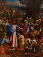 Sebastiano del Piombo, incorporating designs by Michelangelo. The Raising of Lazarus, 1517-19. Oil on synthetic panel, transferred from wood, 381 x 289.6 cm. © The National Gallery, London.