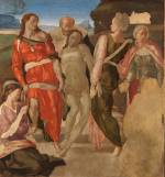 Michelangelo. The Entombment (or Christ being carried to his Tomb), c1500-1. Oil on poplar, 161.7 x 149.9 cm. © The National Gallery, London.