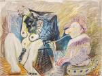 Pablo Picasso. Homme et femme (Man and Woman), 1967. Drawing (pastel, coloured pencil and wash on paper), 55.60 x 75.20 cm. Scottish National Gallery of Modern Art. © Succession Picasso/DACS, London 2015.