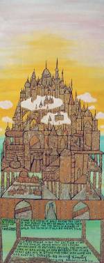 Howard Finster (1915 or 1916-2001), There is a House of Gold, #1000.271, 
        1978. Enamel and glitter on Masonite. Collection of John Turner